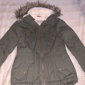 Olive Fur-Lined Utility Winter Jacket